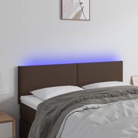 Cabecero con LED cuero sintético marrón 144x5x78/88 cm de , Cabeceros y pies de cama - Ref: Foro24-3121425, Precio: 59,99 €, ...