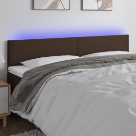 Cabecero con LED cuero sintético marrón 160x5x78/88 cm de , Cabeceros y pies de cama - Ref: Foro24-3121431, Precio: 64,99 €, ...