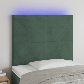 Headboard with LED lights dark green velvet 100x5x118/128 cm by , Headboards and footboards - Ref: Foro24-3122189, Price: 74,...