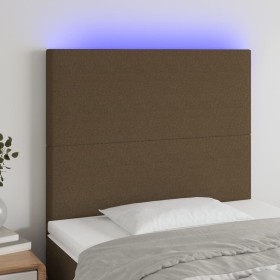 Headboard with LED lights dark brown fabric 80x5x118/128 cm by , Headboards and footboards - Ref: Foro24-3122121, Price: 66,9...