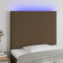 Headboard with LED lights dark brown fabric 100x5x118/128 cm by , Headboards and footboards - Ref: Foro24-3122137, Price: 75,...