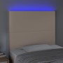 Headboard with LED lights cappuccino synthetic leather 90x5x118/128cm by , Headboards and footboards - Ref: Foro24-3122227, P...