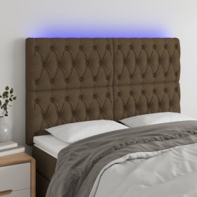 Headboard with LED lights dark brown fabric 160x7x118/128 cm by , Headboards and footboards - Ref: Foro24-3122769, Price: 154...