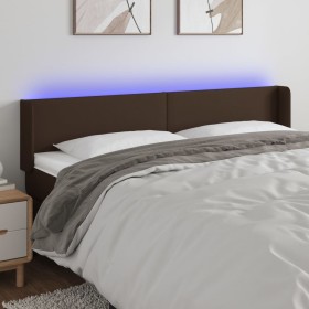 Cabecero con LED cuero sintético marrón 163x16x78/88 cm de , Cabeceros y pies de cama - Ref: Foro24-3123055, Precio: 72,50 €,...