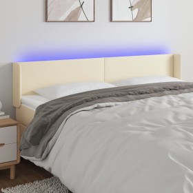 Cabecero con LED cuero sintético crema 183x16x78/88 cm de , Cabeceros y pies de cama - Ref: Foro24-3123060, Precio: 74,99 €, ...