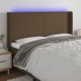 Headboard with LED in dark brown fabric 203x16x118/128 cm by , Headboards and footboards - Ref: Foro24-3123793, Price: 144,18...