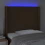 Headboard with LED in dark brown fabric 93x16x118/128 cm by , Headboards and footboards - Ref: Foro24-3123753, Price: 81,64 €...