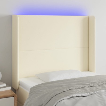 Cabecero con LED cuero sintético color crema 93x16x118/128 cm de , Cabeceros y pies de cama - Ref: Foro24-3123848, Precio: 79...