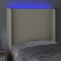 Cabecero con LED cuero sintético color crema 93x16x118/128 cm de , Cabeceros y pies de cama - Ref: Foro24-3123848, Precio: 79...