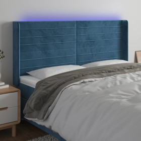 Dark blue velvet LED headboard 163x16x118/128 cm by , Headboards and footboards - Ref: Foro24-3124246, Price: 131,99 €, Disco...