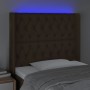 Headboard with LED in dark brown fabric 93x16x118/128 cm by , Headboards and footboards - Ref: Foro24-3124369, Price: 100,56 ...