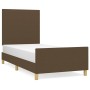 Dark brown fabric bed frame with headboard 90x190 cm by , Beds and slatted bases - Ref: Foro24-3124858, Price: 137,71 €, Disc...