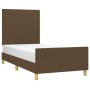 Dark brown fabric bed frame with headboard 90x190 cm by , Beds and slatted bases - Ref: Foro24-3124858, Price: 137,71 €, Disc...