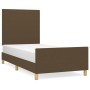 Dark brown fabric bed frame with headboard 90x200 cm by , Beds and slatted bases - Ref: Foro24-3124866, Price: 139,21 €, Disc...