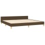 Bed frame with headboard in dark brown fabric 200x200cm by , Beds and slatted bases - Ref: Foro24-3125165, Price: 251,39 €, D...