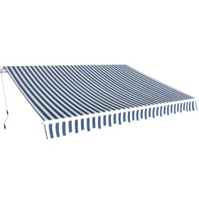 Manually operated folding awning 350 cm blue and white by vidaXL, Awnings - Ref: Foro24-275564, Price: 244,19 €, Discount: %