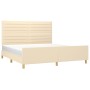 Bed frame with cream fabric headboard 180x200 cm by , Beds and slatted bases - Ref: Foro24-3125159, Price: 240,27 €, Discount: %