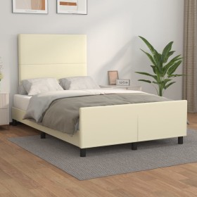 Bed frame with headboard cream synthetic leather 120x200cm by , Beds and slatted bases - Ref: Foro24-3125441, Price: 173,99 €...