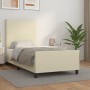 Estructura de cama con cabecero cuero sintético crema 90x200 cm de , Camas y somieres - Ref: Foro24-3125429, Precio: 150,86 €...