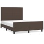 Brown synthetic leather headboard bed frame 140x190 cm by , Beds and slatted bases - Ref: Foro24-3125448, Price: 228,99 €, Di...