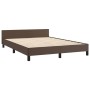 Brown synthetic leather headboard bed frame 140x190 cm by , Beds and slatted bases - Ref: Foro24-3125448, Price: 228,99 €, Di...