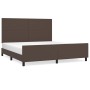 Brown synthetic leather headboard bed frame 160x200 cm by , Beds and slatted bases - Ref: Foro24-3125460, Price: 241,25 €, Di...