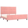 Pink velvet bed frame with headboard 160x200 cm by , Beds and slatted bases - Ref: Foro24-3125829, Price: 222,17 €, Discount: %