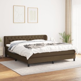 Cama box spring con colchón tela marrón oscuro 160x200 cm de , Camas y somieres - Ref: Foro24-3126496, Precio: 514,20 €, Desc...