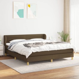 Cama box spring con colchón tela marrón oscuro 160x200 cm de , Camas y somieres - Ref: Foro24-3126896, Precio: 500,78 €, Desc...