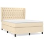 Cama box spring con colchón tela color crema 140x200 cm de , Camas y somieres - Ref: Foro24-3128210, Precio: 562,08 €, Descue...