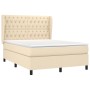 Cama box spring con colchón tela color crema 140x200 cm de , Camas y somieres - Ref: Foro24-3128210, Precio: 562,08 €, Descue...