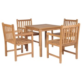 Set de comedor exterior 5 piezas de madera maciza de teca de vidaXL, Conjuntos de jardín - Ref: Foro24-44999, Precio: 701,15 ...