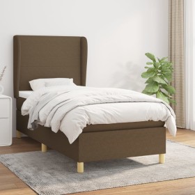 Cama box spring con colchón tela marrón oscuro 80x200 cm de , Camas y somieres - Ref: Foro24-3128320, Precio: 328,90 €, Descu...