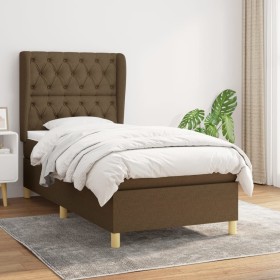 Cama box spring con colchón tela marrón oscuro 80x200 cm de , Camas y somieres - Ref: Foro24-3128720, Precio: 345,42 €, Descu...