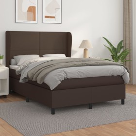 Box spring bed with brown synthetic leather mattress 140x200cm by , Beds and slatted bases - Ref: Foro24-3128916, Price: 501,...