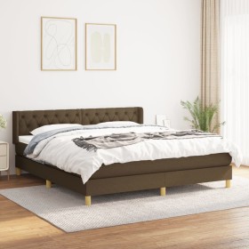 Cama box spring con colchón tela marrón oscuro 160x200 cm de , Camas y somieres - Ref: Foro24-3130524, Precio: 514,99 €, Desc...