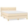 Cama box spring con colchón tela color crema 140x200 cm de , Camas y somieres - Ref: Foro24-3130518, Precio: 473,73 €, Descue...