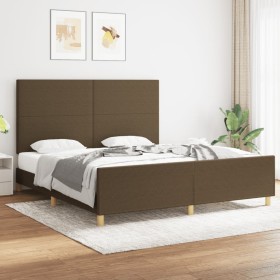 Estructura de cama con cabecero de tela marrón 180x200 cm de , Camas y somieres - Ref: Foro24-3124914, Precio: 237,99 €, Desc...