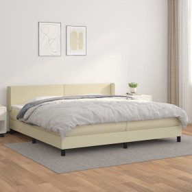 Box spring bed with cream synthetic leather mattress 200x200 cm by , Beds and slatted bases - Ref: Foro24-3130681, Price: 644...