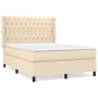 Box spring bed with cream fabric mattress 140x190 cm by , Beds and slatted bases - Ref: Foro24-3131670, Price: 574,82 €, Disc...