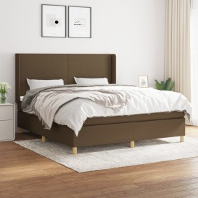 Cama box spring con colchón tela marrón oscuro 180x200 cm de , Camas y somieres - Ref: Foro24-3131852, Precio: 614,99 €, Desc...