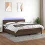 Box spring bed mattress LED lights dark brown fabric 160x200cm by , Beds and slatted bases - Ref: Foro24-3133408, Price: 512,...