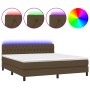 Cama box spring colchón luces LED tela marrón oscuro 160x200cm de , Camas y somieres - Ref: Foro24-3133408, Precio: 502,30 €,...