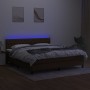 Box spring bed mattress LED lights dark brown fabric 160x200cm by , Beds and slatted bases - Ref: Foro24-3133408, Price: 512,...