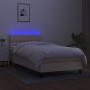 Boxspringbett-Matratze und LED-Leuchten, cremefarbener Stoff, 90 x 200 cm von , Betten und Lattenroste - Ref: Foro24-3133370,...