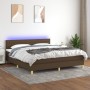 Cama box spring con colchón LED tela marrón oscuro 160x200 cm de , Camas y somieres - Ref: Foro24-3133808, Precio: 497,82 €, ...