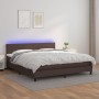 Box spring bed with mattress and LED brown synthetic leather 160x200 cm by , Beds and slatted bases - Ref: Foro24-3134114, Pr...