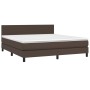 Box spring bed with mattress and LED brown synthetic leather 160x200 cm by , Beds and slatted bases - Ref: Foro24-3134114, Pr...