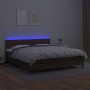 Cama box spring colchón y LED cuero sintético marrón 160x200 cm de , Camas y somieres - Ref: Foro24-3134114, Precio: 505,37 €...