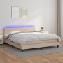 Box spring bed LED mattress cappuccino synthetic leather 160x200cm by , Beds and slatted bases - Ref: Foro24-3134116, Price: ...